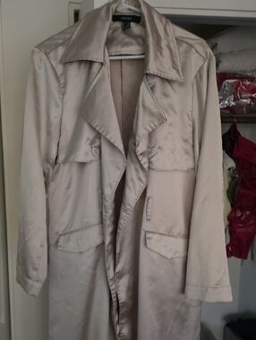 Forever 21 Satin Light Beige Trench Coat